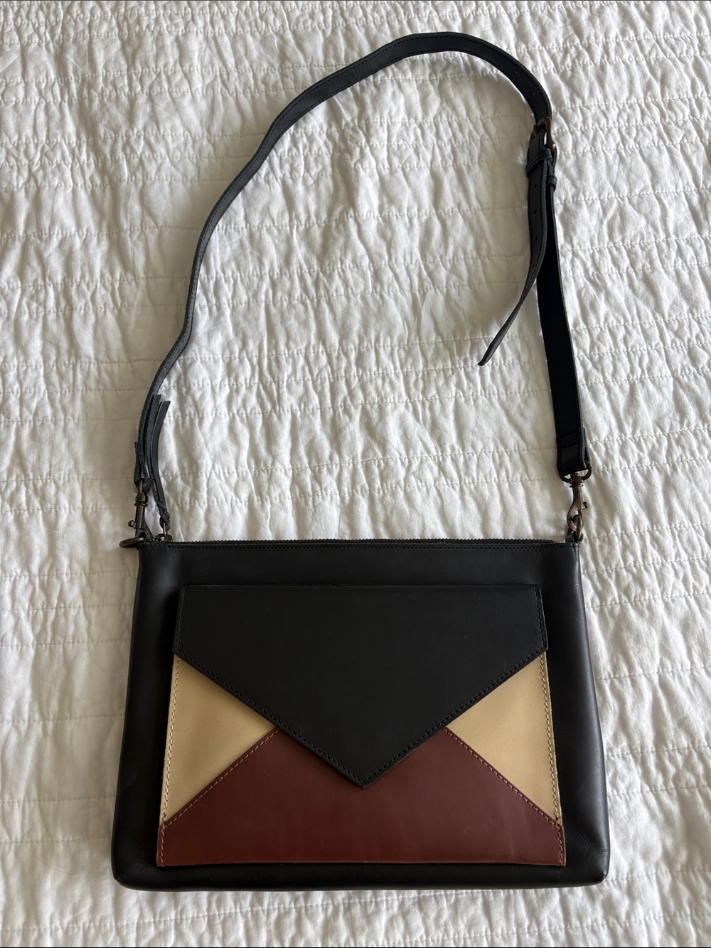 Able Black, Brown & Cream Leather Colorblock Crossbody